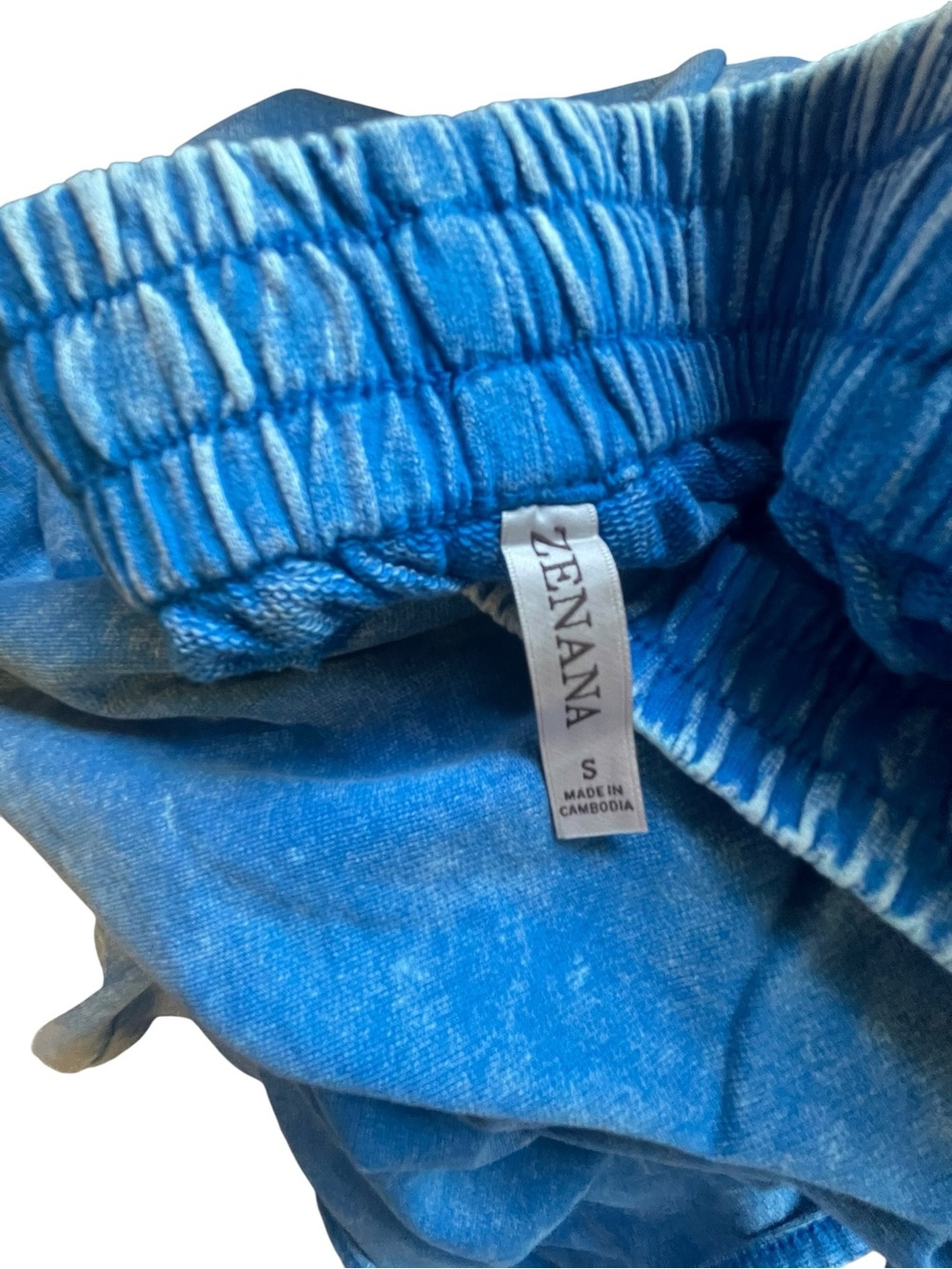 Blue Mineral Wash Wide-Leg Lounge Pants with Drawstring Waist, Size Small NWT - Picture 4 of 5
